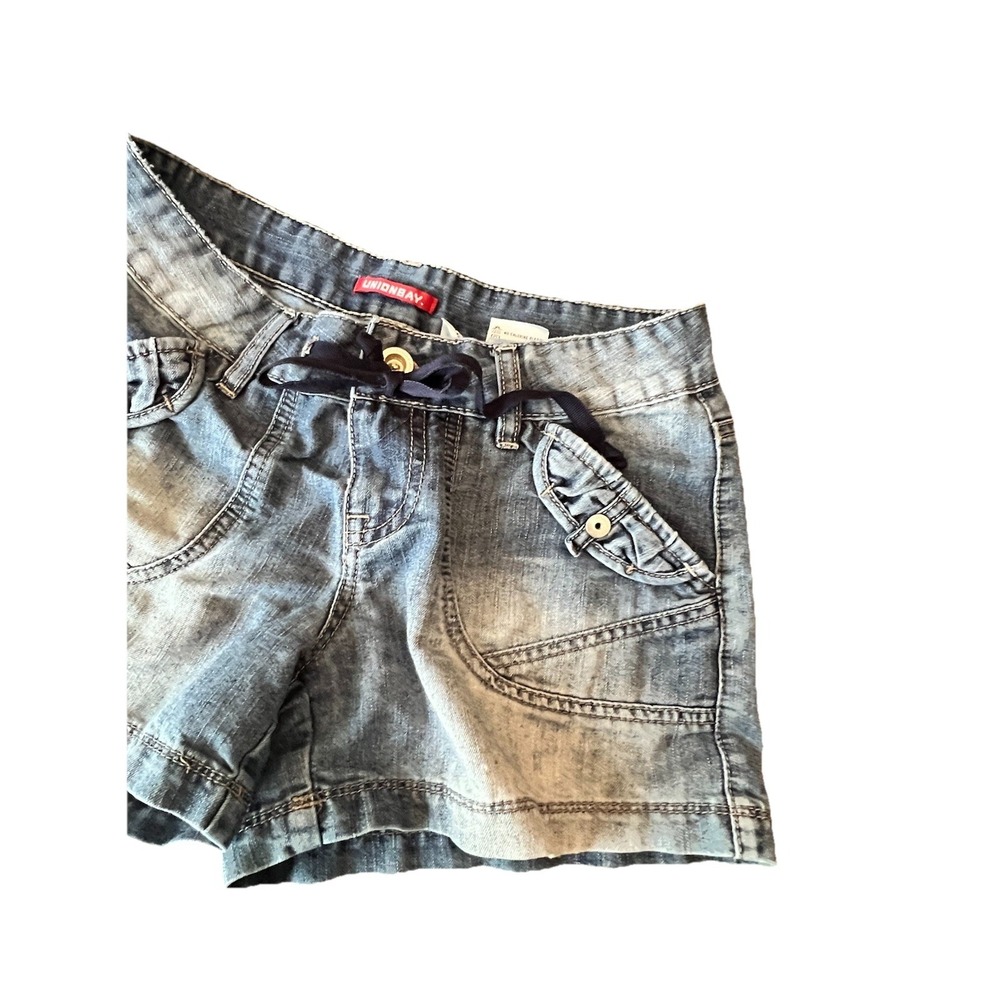 Vintage Y2K UnionBay Juniors Denim Cargo Shorts 3 Blue Juniors Retro Millennial - Picture 3 of 15